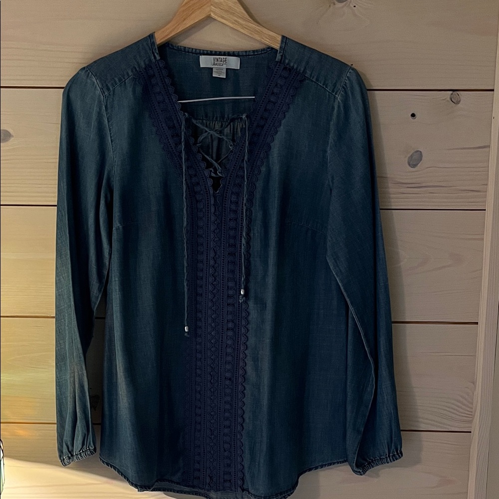 Vintage America Denim Top Medium